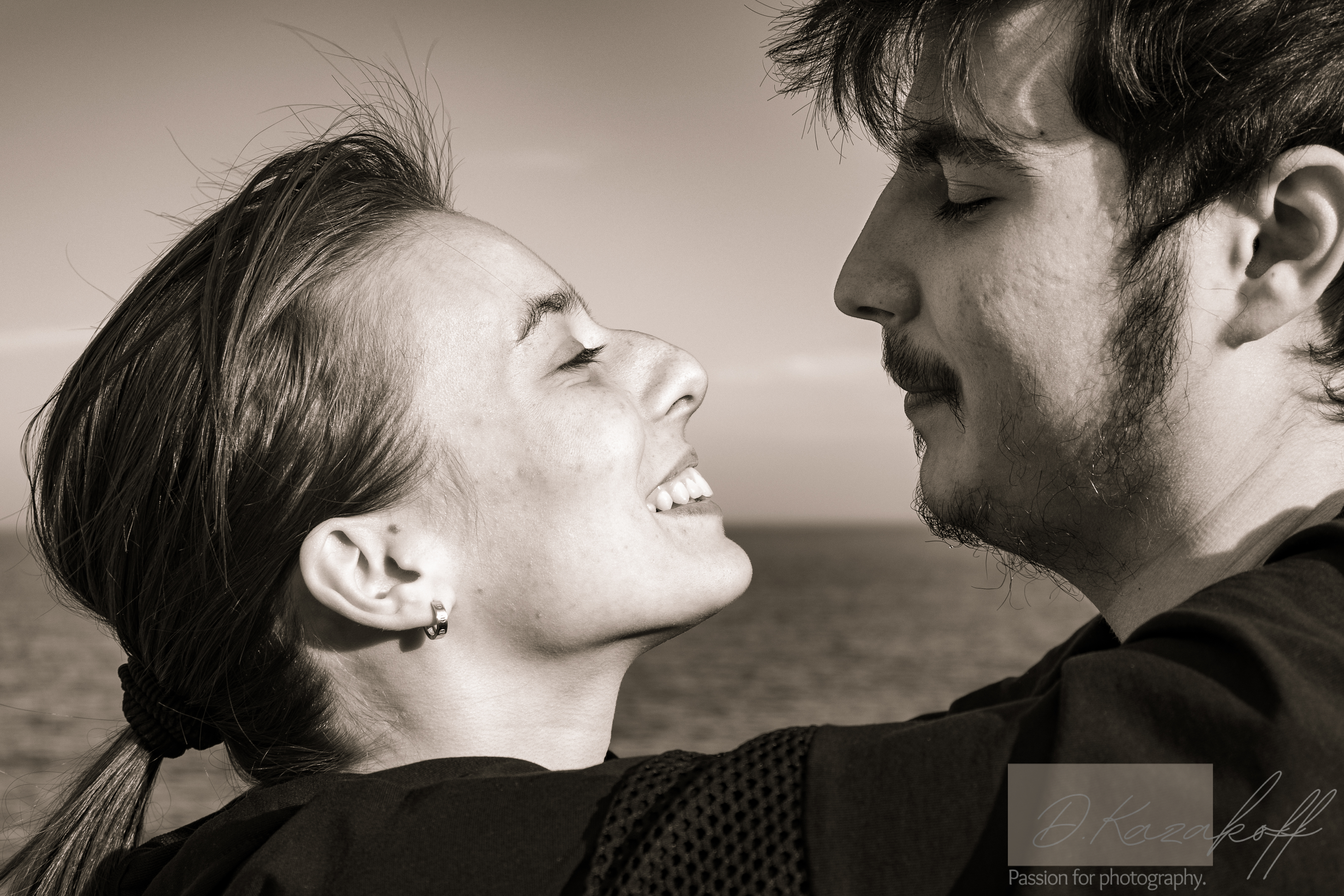 Young couple love by the seaside